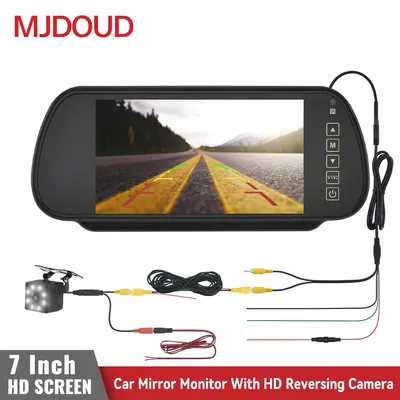 MJDOUD 7 Inch Rear View Mirror Monitor with Camera Rearview Mirror for Car Parking Backup Camera 7"