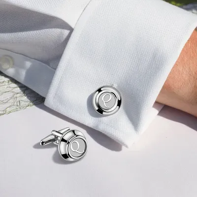 Hawson Classic Metal Mens Cufflinks with Initial A-Z, Classic 26 Letters Cuff Links for Men Business