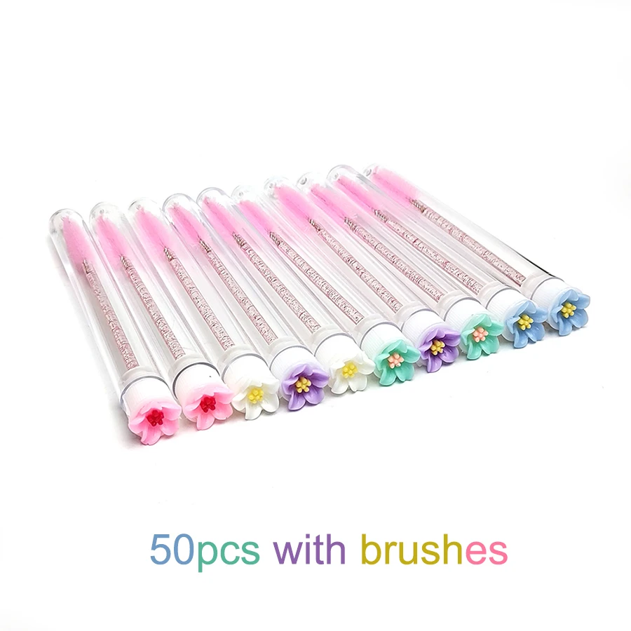 10/50pcs Eyelash Brush Tubes Reusable Mascara Wand Eyebrow Brush Tube Dust-Proof Mascara Sticks Applicators Makeup Brush LAUKISS