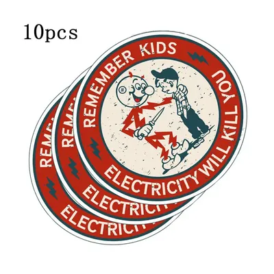 10Pcs Warning Sticker Adhesive Labels Electrical Shock Hazard Danger Notice Safety Waterproof Tags