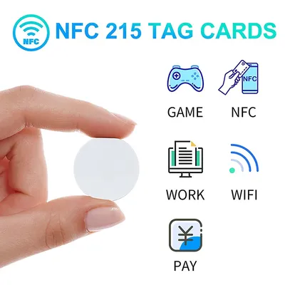 5YOA Round 50/100pcs NTAG215 NFC Coin Tags 13.56MHz Ntag215 Blank White/Black Card Label RFID