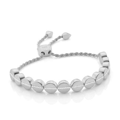 Sterling Silver Linear Multi Bead Diamond Row Chain Bracelet Diamond