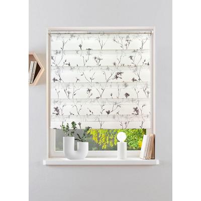 Doppelrollo MY HOME "MINNA" Gr. 3, grau, B:50cm H:150cm, Polyester, Rollos, mit Floralem Design NEUHEIT, Topseller Image