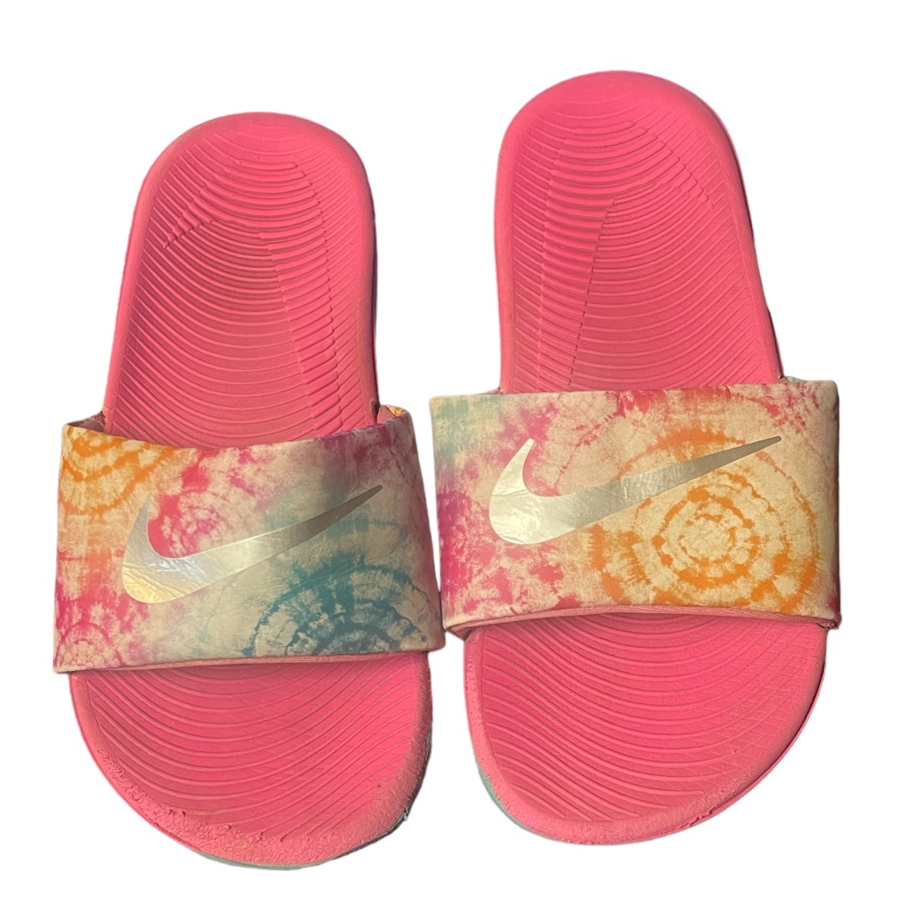 Nike Shoes | Youth Sz 3 Y Nike Kawa Tie Dye Slide Gs Logo Pink Teal Kids | Color: Green/Pink | Size: 3g