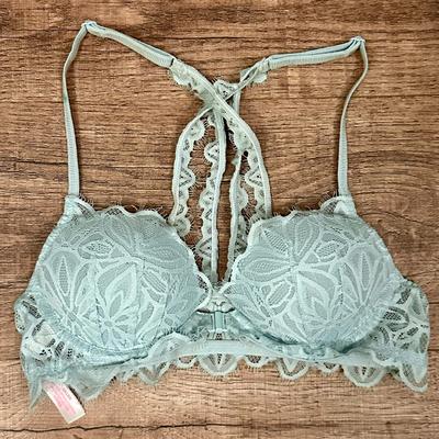 Pink Victoria's Secret Intimates & Sleepwear | Victoria’s Secret Pink Padded Lace Racerback Bra 32a | Color: Blue | Size: 32a