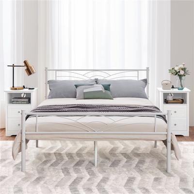 TEMU Costoffs Nightstand With Power Outlet & Usb Ports Side Table With Featuring 1 Open Shelf & 2 Drawers Image