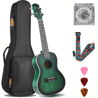 TEMU 23 Inch Ukulele, Guitar, Soprano Ukulele Handcraft, Mahogany Wood Hawaii Guitar With Strings Strap Picks Gig Bag, Small Musical Instrument Suitable For Beginners, Christmas & Birthday Gifts