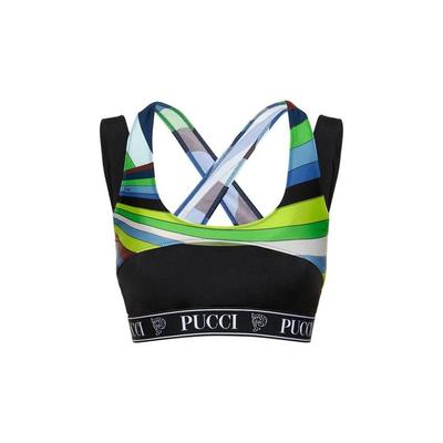 Iride Printed Lycra Crop Top - Green - Emilio Pucci Tops