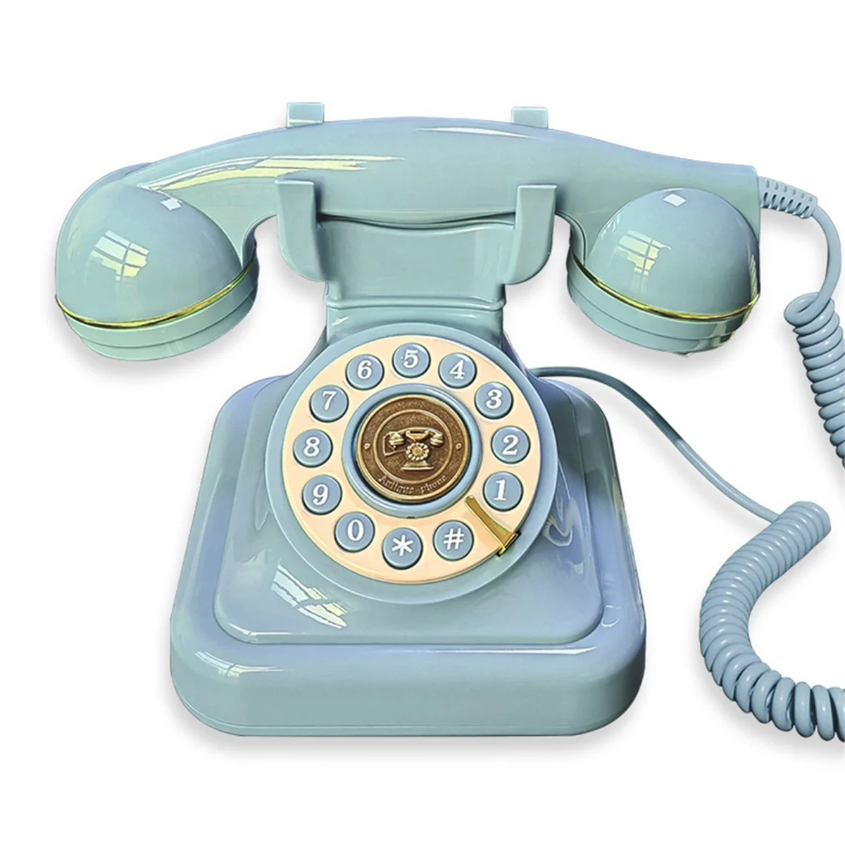 Retro Style Wired Dial Telephone Plug-in Home Fixed Landline Antique European Office Telephone Fashion Decoration Blue