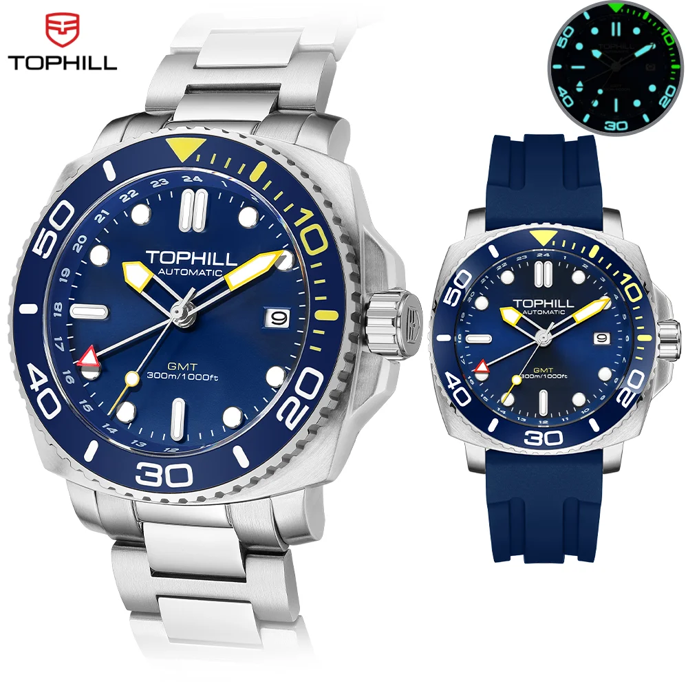 TOPHILL GMT Herrenuhren Automatische Submariner Mechanische Taucheruhr 300 m zum Tauchen Saphir-Keramik-Lünette Luxusgeschenk Image
