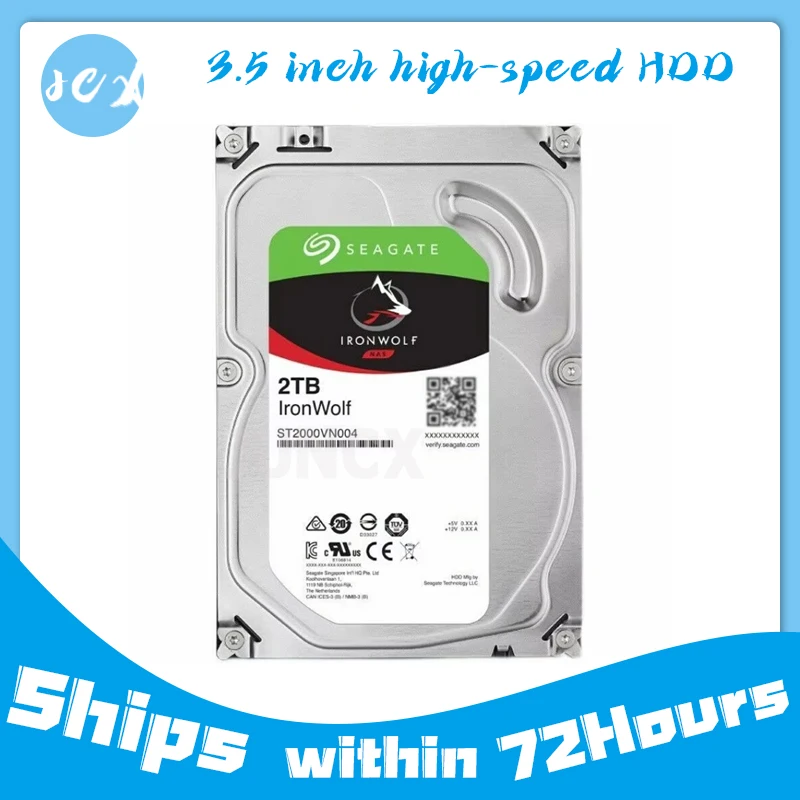 FÜR Seagate IronWolf ST2000VN004 2 TB Sata 6 GB/S 5900 U/min 64 MB Cache 3,5-Zoll interne Festplatte HDD 100 % getestet Image