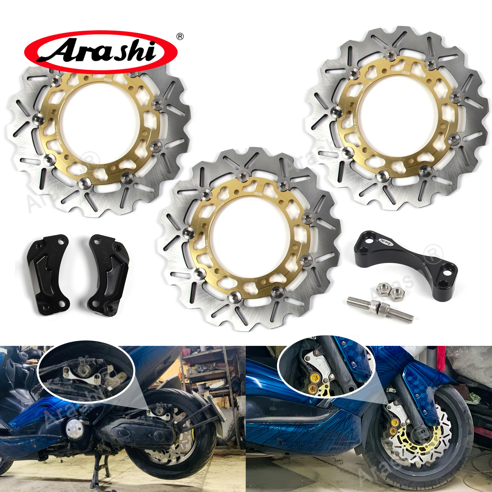 ARASHI Per Yamaha XP T-MAX 500 2008 2009 2010 2011 Anteriore Posteriore Disco Freno Disco Rotore Kit Moto XP500 T-MAX500 TMAX 08 09 10
