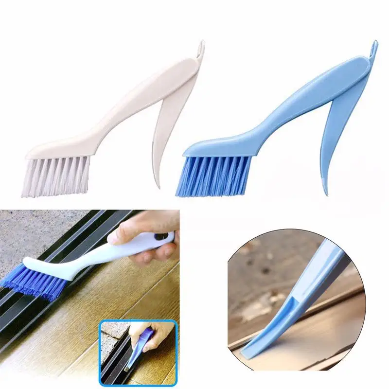 Multifunktions-Fellbürste für Autofensterrahmen, Tür, Schlitzrille, zusammenklappbar, mit Schaber, Reinigungsbürste Image