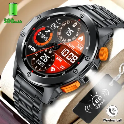 LIGE Sport Smart Uhr Männer LED Taschenlampe IP68 Wasserdichte Bluetooth Anruf Gesundheit Uhren Image