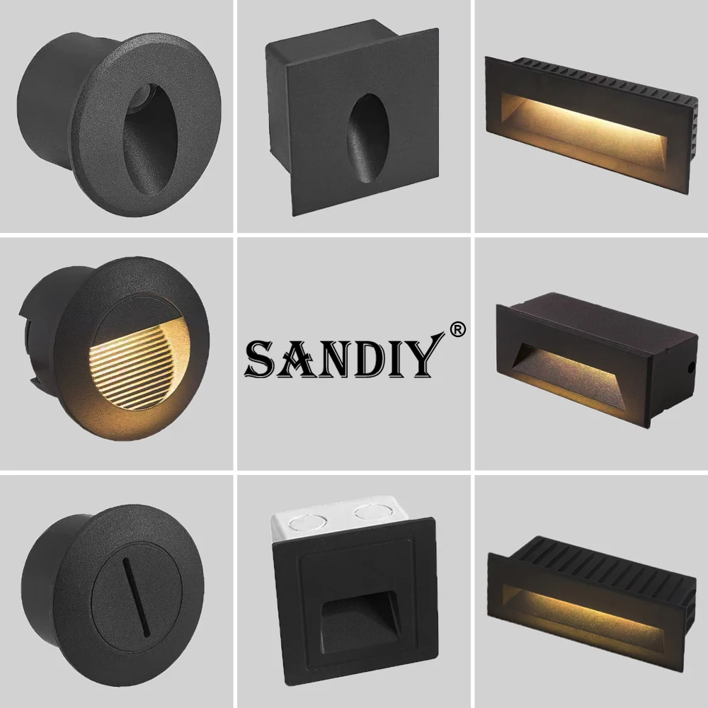 SANDIY Luminaires d'extérieur Luminaires encastrés pour escaliers Lampes murales d'extérieur 12v Lampes de clôture 220v 110v Veilleuses rondes pour balcon portail terrasse Luminaires 3W 6W 10W Jardin
