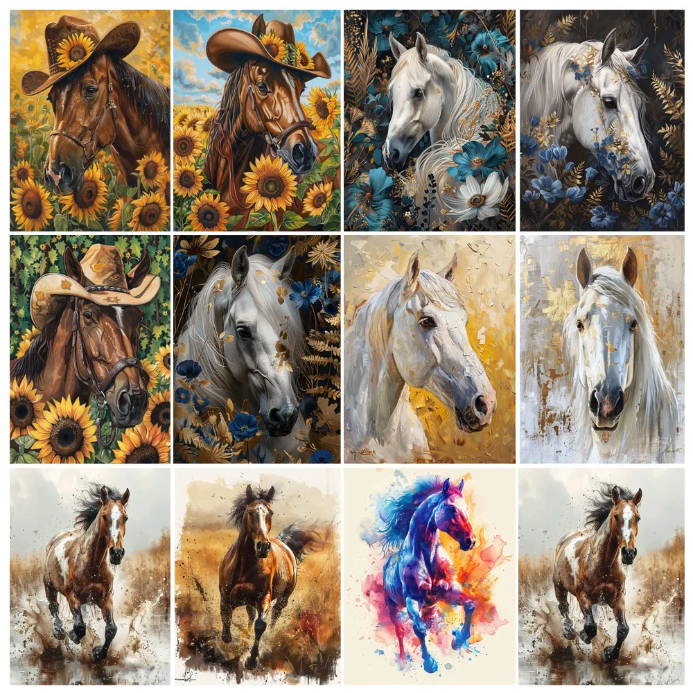 Peinture par numéros cheval au galop fleur animaux adulte Kit acrylique paysage marin bricolage peinture acrylique Canva œuvre cadeau décoration de la maison