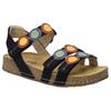 Sandale JOSEF SEIBEL "Hannah 13", Damen, Gr. 38, schwarz (schwarz, kombiniert), Leder, kontrastfarbene Details, casual, Schuhe, mit Klettverschlüssen