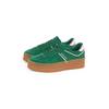 Plateausneaker TOMMY JEANS "THE GREENWICH FLATFORM SUEDE", Damen, Gr. 42, bunt (grün, rose), Veloursleder, Lederimitat, sportlich, Schuhe Retrosneaker, Freizeitschuh, Halbschuh, Schnürschuh mit dezenten Ziernähten