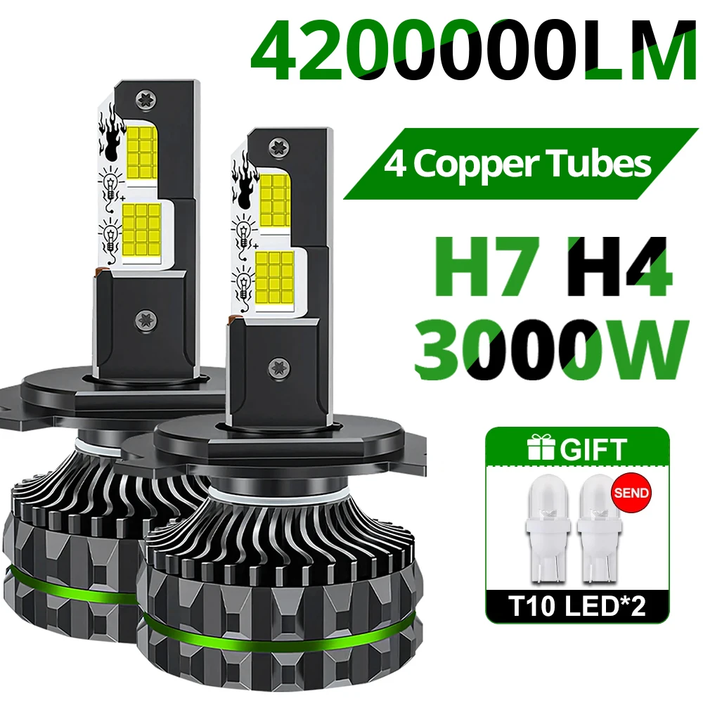 Ampoule de phare de voiture LED H1 H7, 3000W 6000K H4, 12V 24V H7 Canbus 9005/HB3 9006/HB4 H1 H7 H4 H11, accessoires de phares