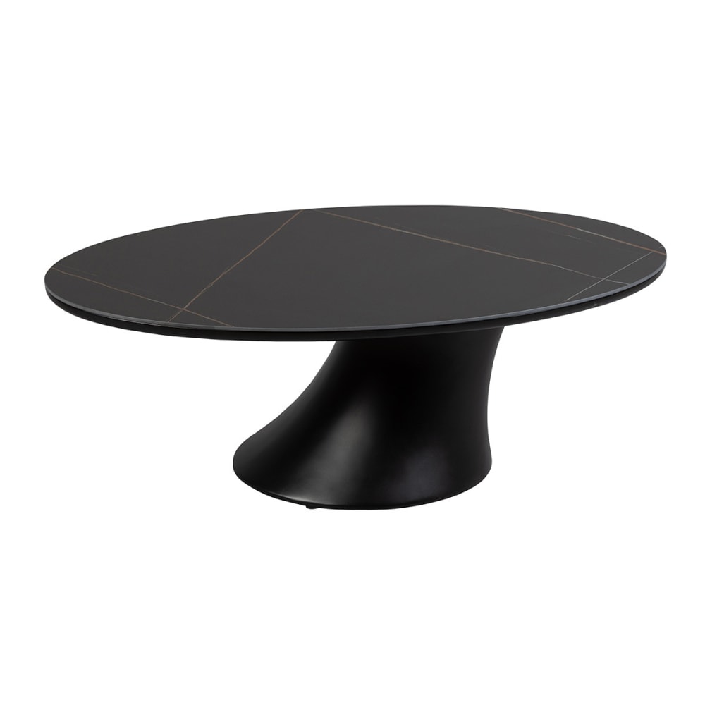 Table basse noire plateau céramique marbré pied en abs