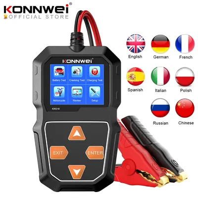 KONNWEI KW218 Car Motorcycle Battery Tester 12V 6V Battery System Analyzer 2000CCA Charging Cranking