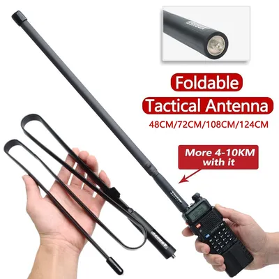 ABBREE Walkie Talkie Foldable CS Tactical Antenna SMA-Female 48CM/72CM/108CM Long Range for BAOFENG