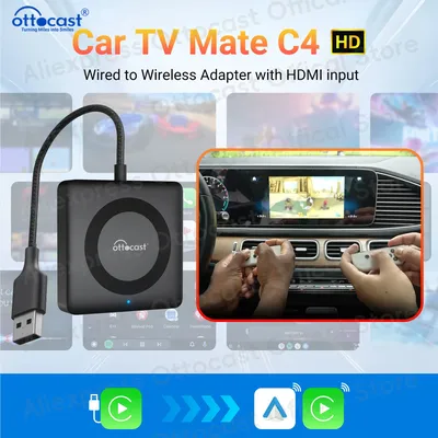 OTTOCAST Car TV Mate Pro C4 Wireless CarPlay Android Auto Adapter Multimedia Adapter Video Converter