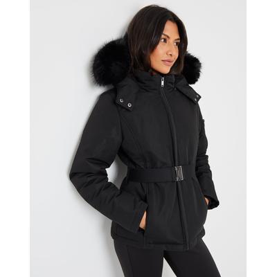 Threadbare Women's Black Belted Padded Ski Jacket