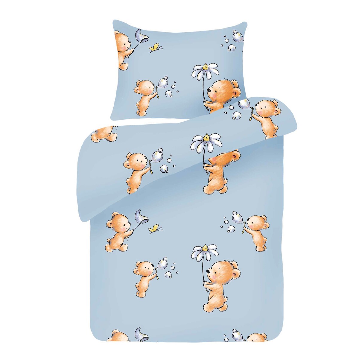 Bestlivings Kinder Bettwäsche 100x135cm / 40x60cm - Bärchen Blau Image