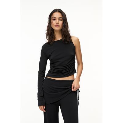 Gathered Asymmetric Top With Tie Detail