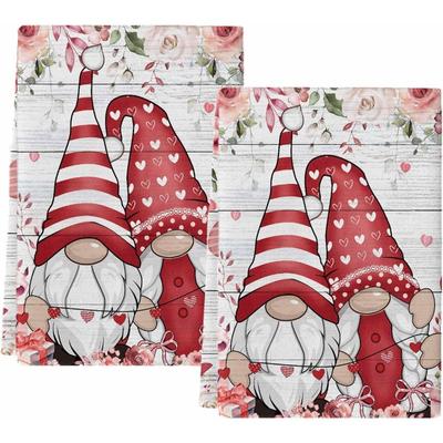 TEMU 2-pack Kitchen Towels - 18x26 Inches Microfiber Dish Cloths, Soft & Fast Drying Hand Towels, Modern Polyester Woven Tea Towels For Home Decor, Machine Washable, Cartoon Valentine's Day Theme Image