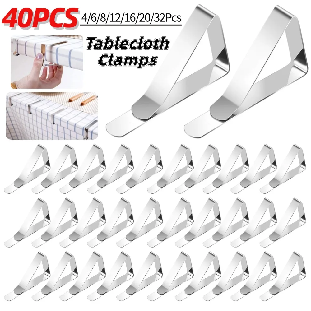 4-40 Stück Tischdecke Tische nützliche Clips Halter Edelstahl rutsch feste Klemmen Picknick Hochzeits feier Tische Abdeckung halten Clips Image