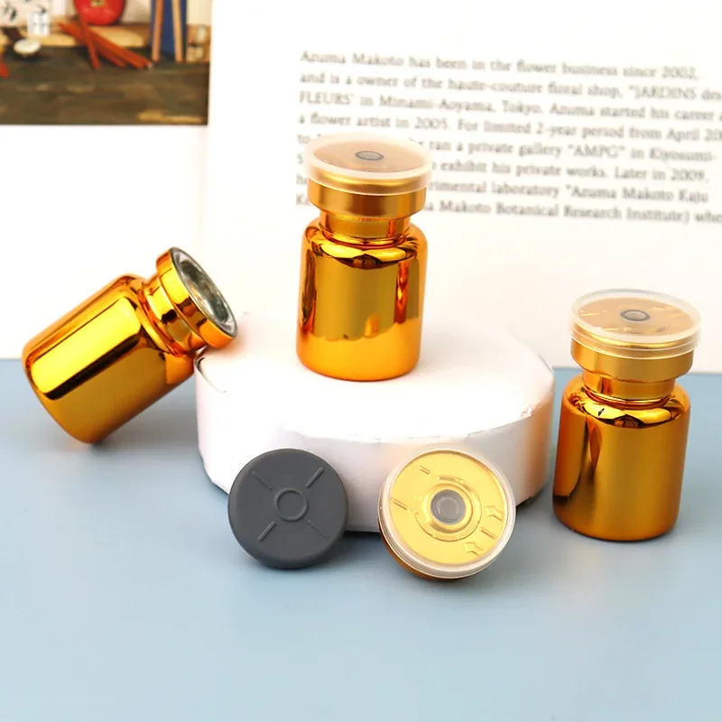 5 ml Borosilikatglasflasche, sterile Fläschchendichtungen, leere Fläschchen, Labor mit selbstheilendem Injektionsanschluss und ausklappbarem Aluminiumkappe Image