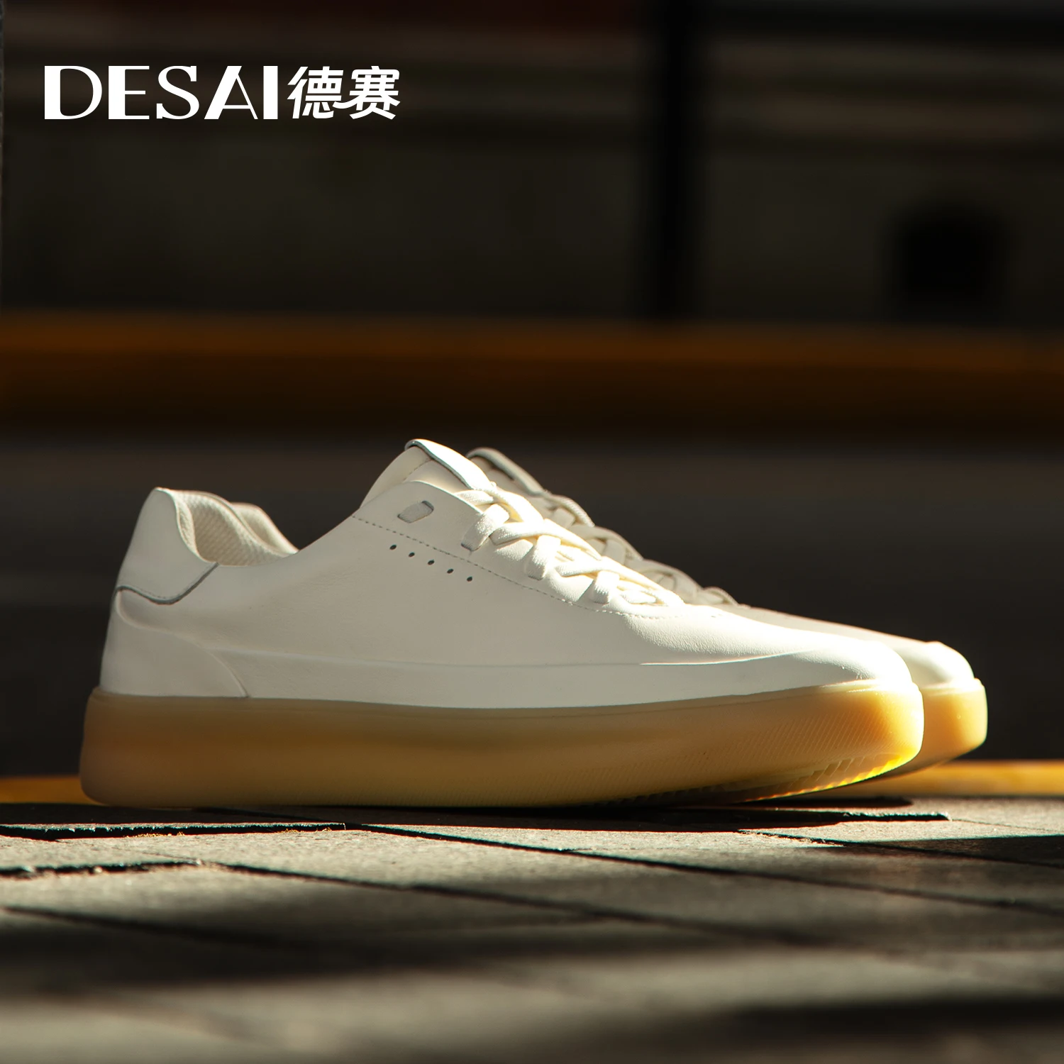 DESAI shoes men's leather shoes men's shoes casual shoes with light soft sole small white shoes men