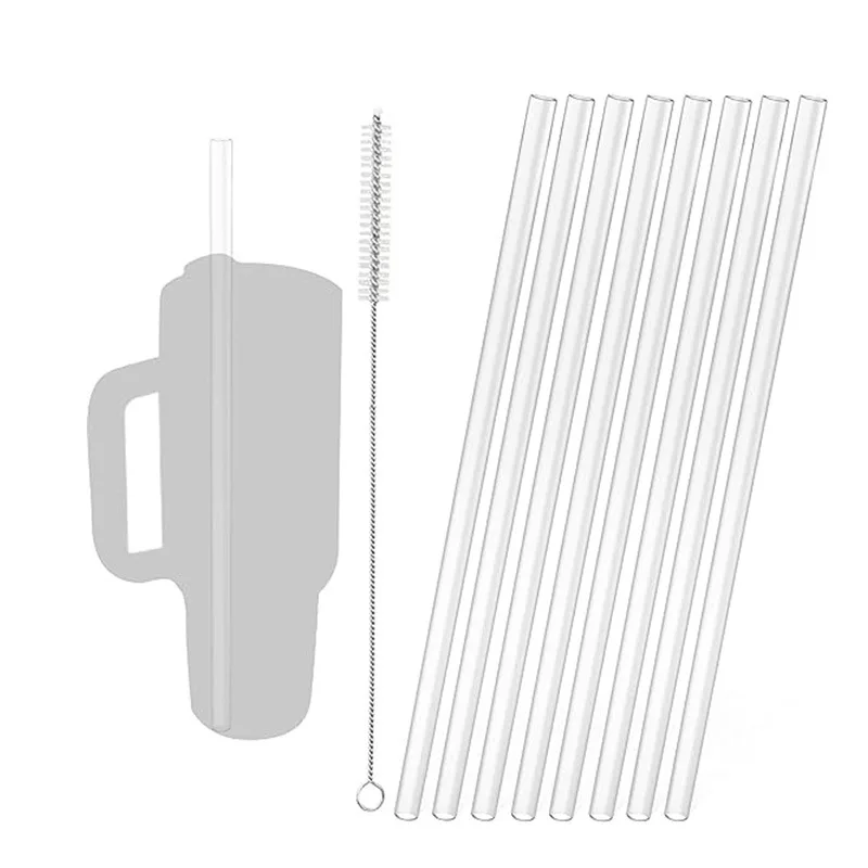 Confezione da 6 cannucce di ricambio per bicchiere da viaggio Stanley Adventure Quencher da 40 once, cannucce in plastica riutilizzabili con spazzola per la pulizia