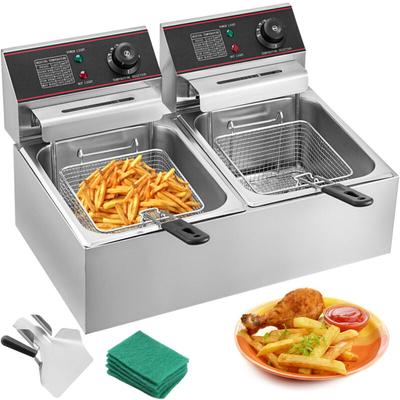 Mophorn 6000W Doppelfritteuse 12L Kommerziell Dual einstellbare Temperaturregelung Edelstahl