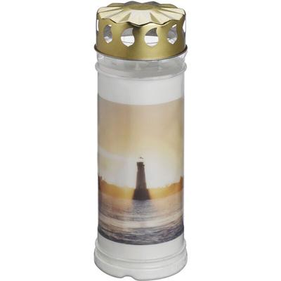 Dauerbrenner Nr. 7 Leuchtturm weiß, Höhe 20 cm Grabkerzen - Bolsius Image