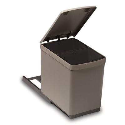 Einbau-Abfallsammler Traditionline 15 Liter 2-Fach automatischen Deckelheber Alugrau - Victory Image
