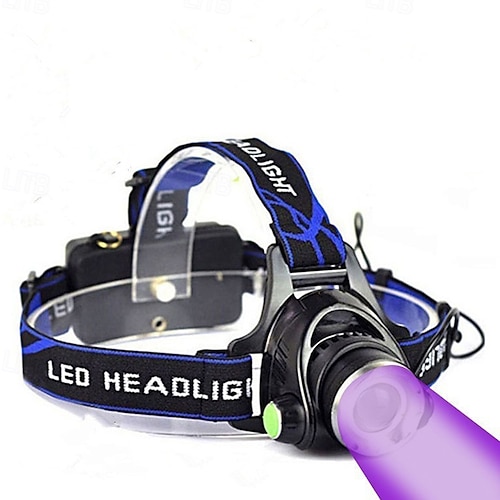 Hochleistungs-Stirnlampe für die Outdoor-Angel-Imkerei, Stirnlampe mit UV- und violettem Schwarzlicht, starke Stirnlampe für Outdoor-Camping-Wandern Image