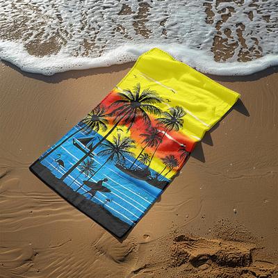 Sunshine and Beach Beach Towel Premium Quality Ultra Soft Absorbent Lightweight Durable Quick Drying Vibrant Design Perfect for Beach Pool Sunbathing Travel Summer Accessory Comfortable and Stylish