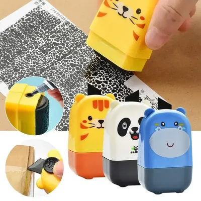 Cartoon ID Identity Theft Protection Roller Stamp Confidentiality Seal Erase Roller For Privacy