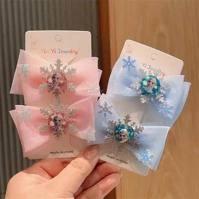 Frozen Children Hairpin Anime Princess Elsa Anna Bowknot Hairpin Girl Kawaii Hair Clips Hairpin