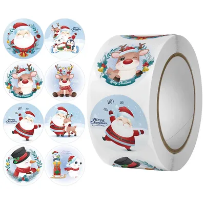 100-500Pcs Cartoon Merry Christmas Sticker Santa Adhesive Decorative Stickers for Xmas Gifts Envelop