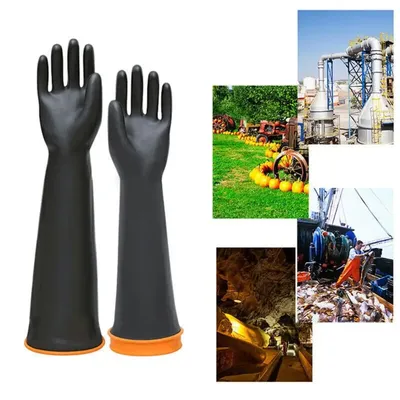 Heavy Duty Chemical Resistant Gloves 18''22'' Long Reusable Resist Strong Acid and Alkali Latex