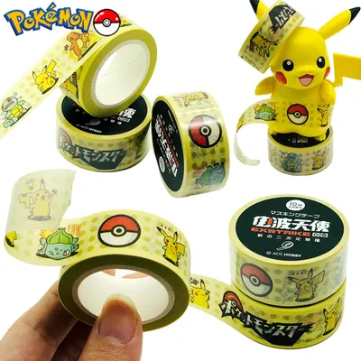 Pokemon Pikachu Washi Tape Cartoon Handbook Tape Stickers for School Office Supplies Gift Sealing