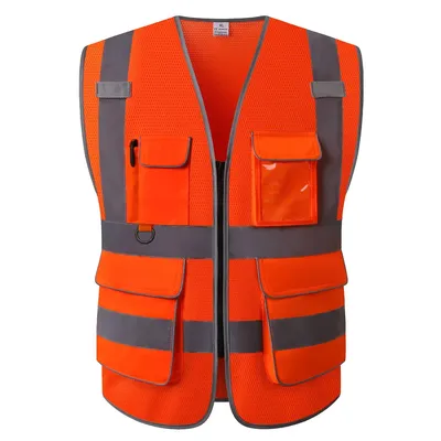 High Visibility Safety Vest - Multi Pockets Reflective Mesh Breathable Workwear, ANSI/ISEA Standards