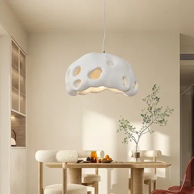 Nordic Designer Wabi-Sabi Restaurant Pendant Light Cream Living Room LED Decor Lamps Homestay Bar