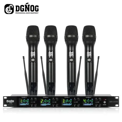 DF204 Professional 4 channel Wireless Microphone System Stage Performances UHF Dynamic Handheld Mic