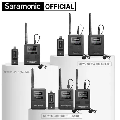 Saramonic SR-WM2100X U1 U2 2.4GHz dual Wireless Lavalier Microphone System with USB-C USB-A connector for broadcast meeting TVs