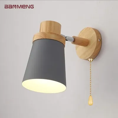 Nordic modern E27 LED wall lamp iron and wood adjustable sconces light indoor home kitchen bedside